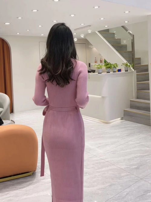 Long-Sleeve Knit Dress for Women
